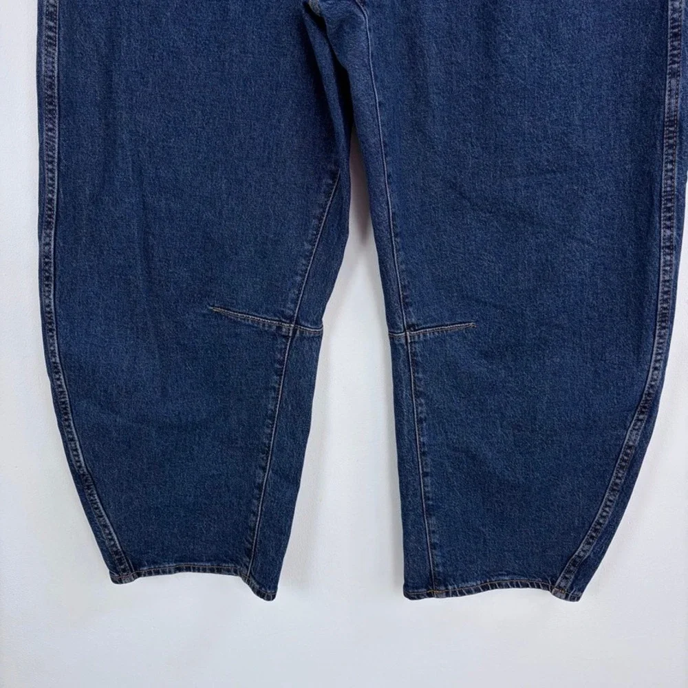 Gap Denim High Rise Studded Barrel Jeans Dark Wash Low Stretch Denim 10 Short - Picture 5 of 11